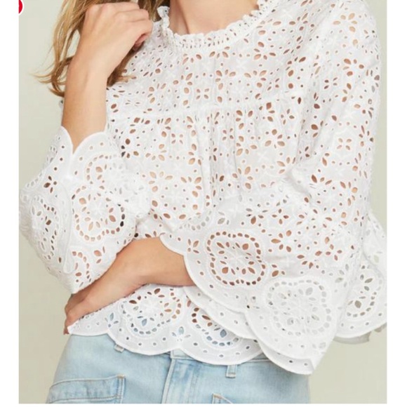 Veronica Beard Emmalyn Eyelet Top in White size 2 - Picture 6 of 16